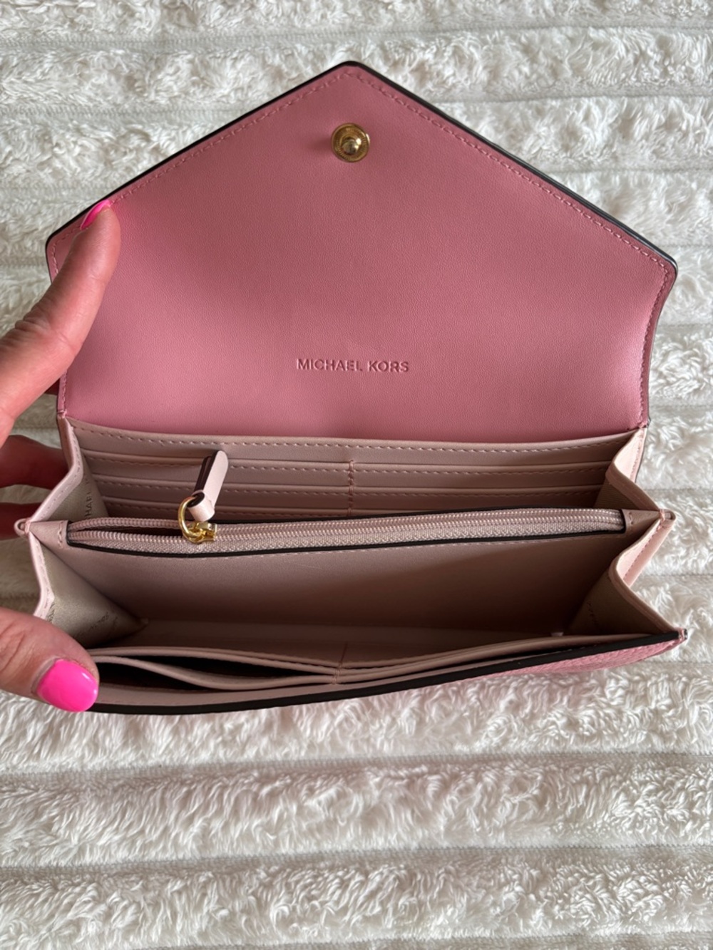 Michael Kors Pink MK Logo Envelope Wallet with Gold Accent - Picture 4 of 7